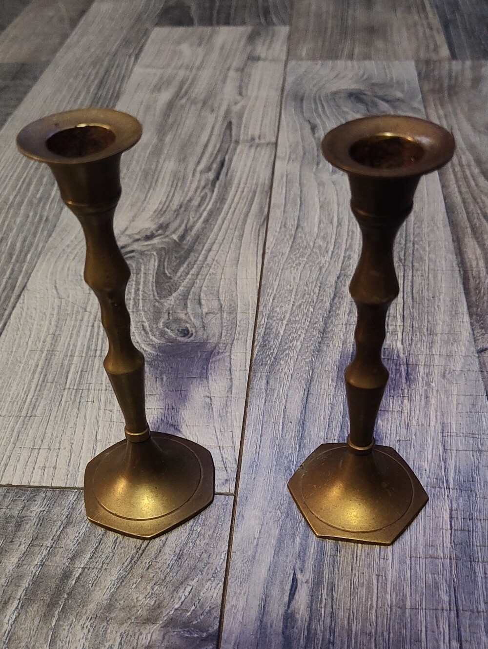 Set of Small Brass Candlestick Holders